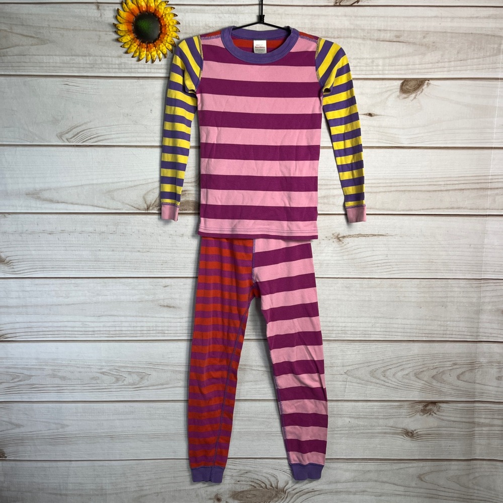 Kids Hanna Andersson Pajamas Set 8 130cm Pink Purple Striped Organic Cotton